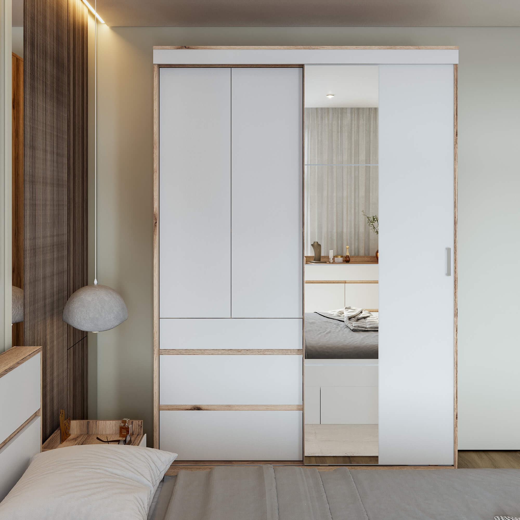 МС "Брауни" Шкаф-купе (1,5м) Дуб Делано/Белый