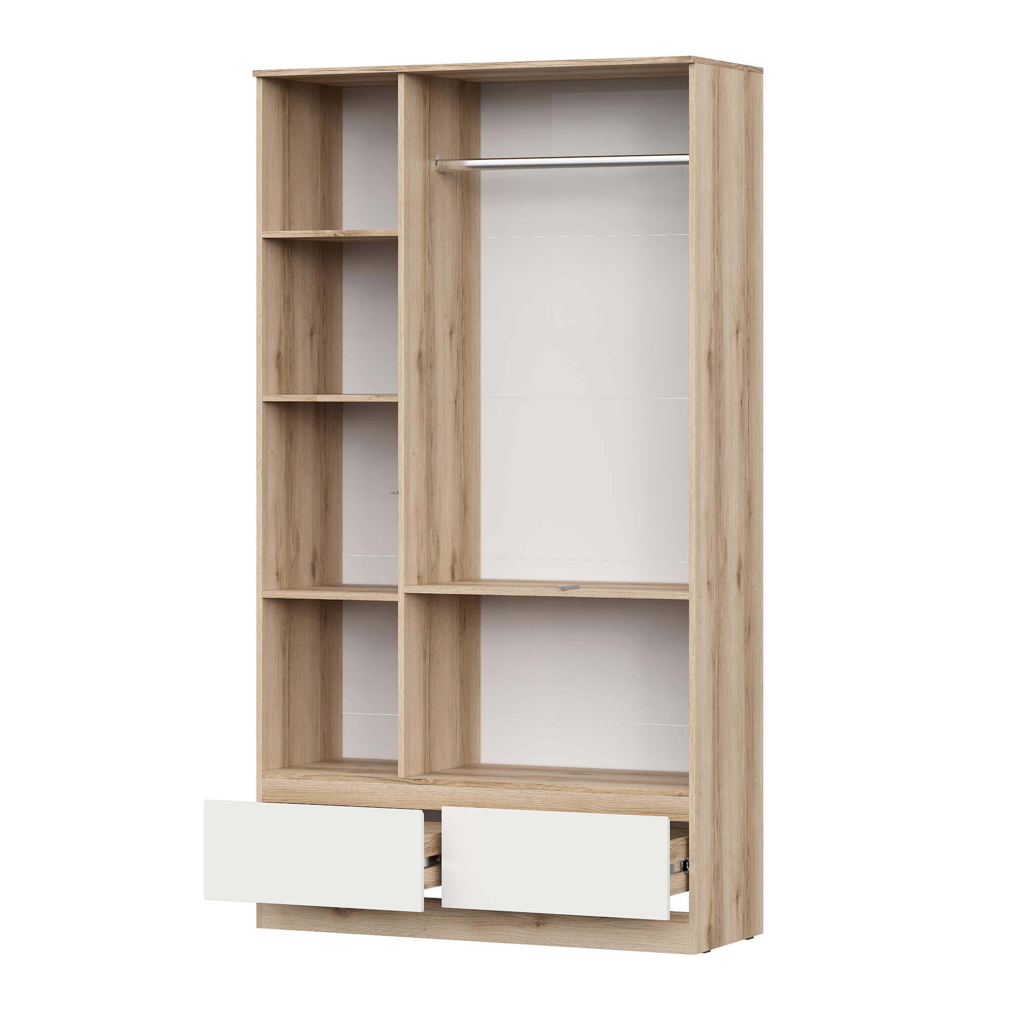 МС "Брауни" Шкаф трехстворчатый (с ящиками) Дуб Делано/Белый