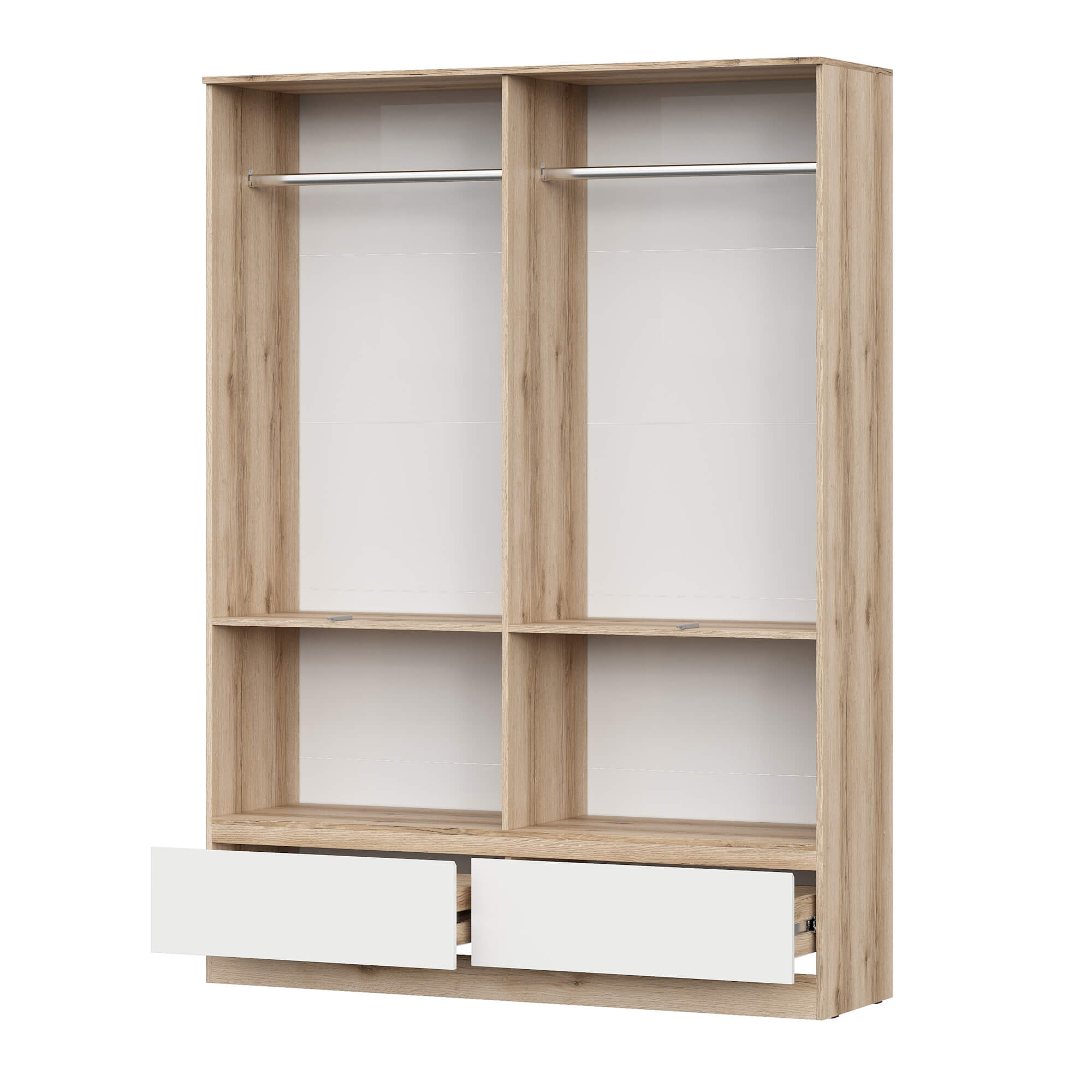 МС "Брауни" Шкаф четырехстворчатый (с ящиками) Дуб Делано/Белый