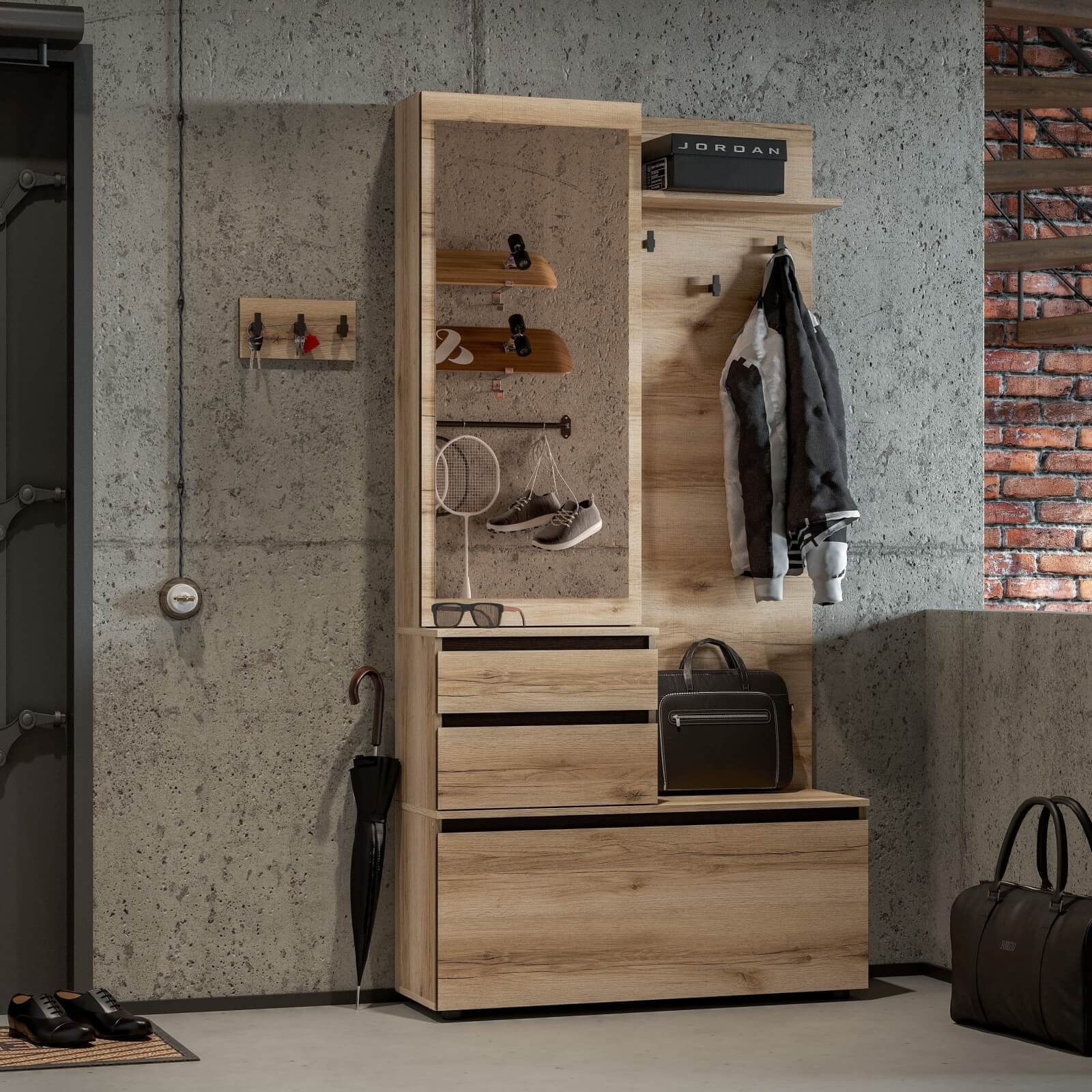 МС "Берген" Вешалка с зеркалом серия 3