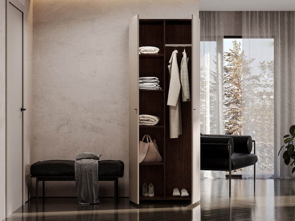 МС "Гиза" Шкаф двухстворчатый комбинированный (Дуб Венге/Меланж)