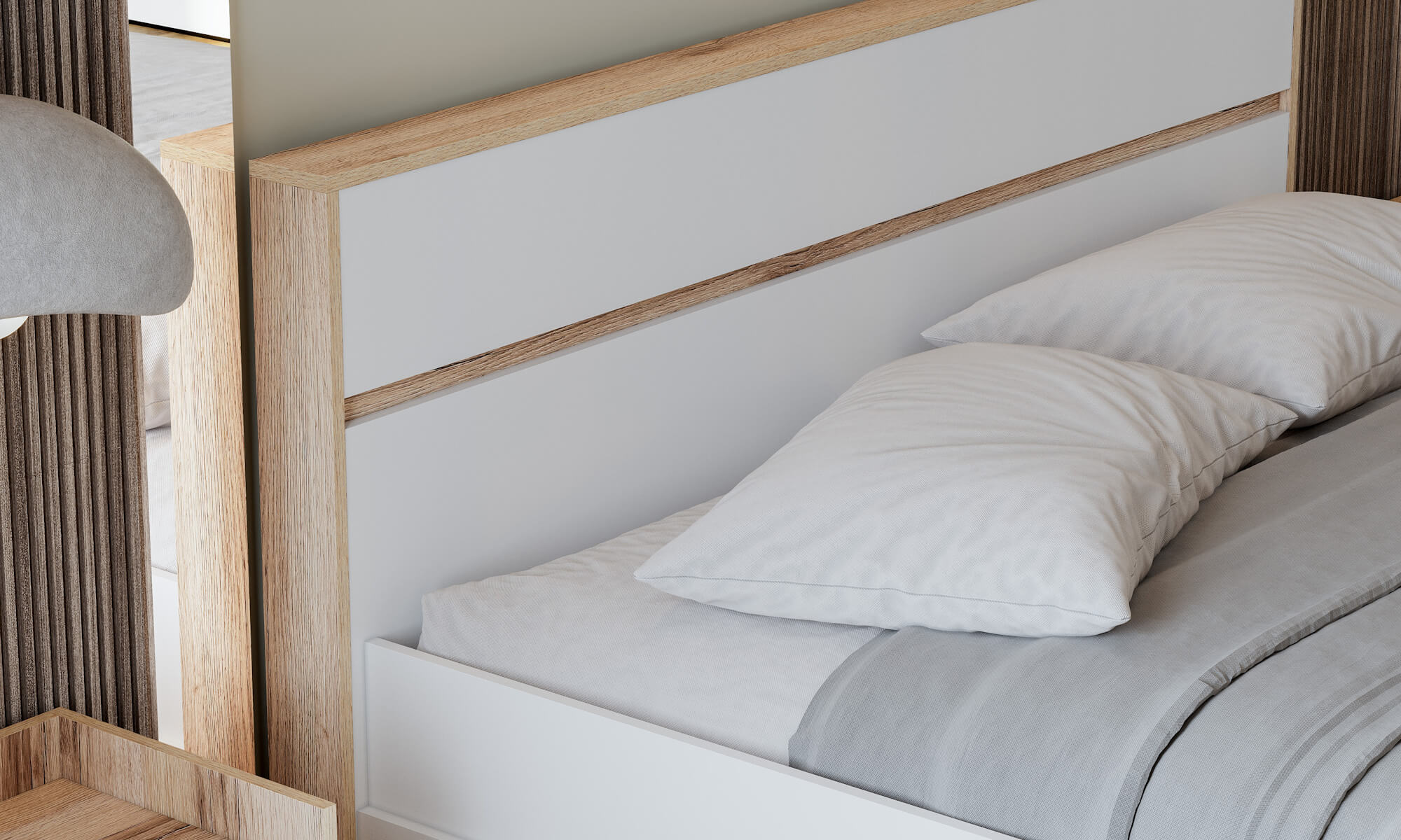 МС "Брауни" Кровать (1,6х2,0) Дуб Делано/Белый