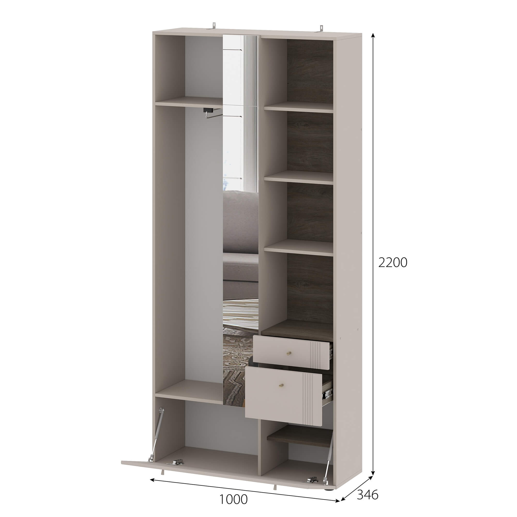 МС "Одетта" Вешалка с зеркалом (ВШ1)